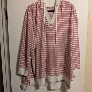 Jane and Delancey Blush Pink and White Striped Pullover Hoodie